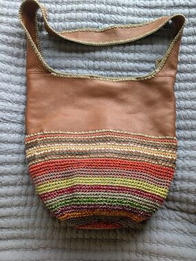 The SaK. Vintage Women’s Brown Leather & Multicolor Woven Shoulder Bag